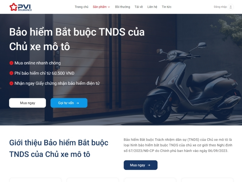 Truy cập website mua bảo hiểm